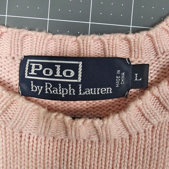 Vintage Polo Ralph Lauren Sweater Large Pink Essential Preppy Quite Academia 90s - Picture 4 of 8